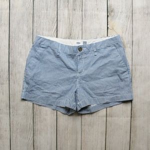 Old Navy Gingham Plaid Blue White Chino Shorts 4